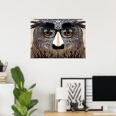 Funny Owl Face met Masker Poster (Thuiskantoor)