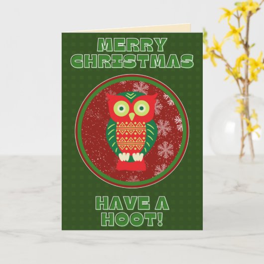 Funny Owl heeft een echte kerst Kaart (Gele Bloem)