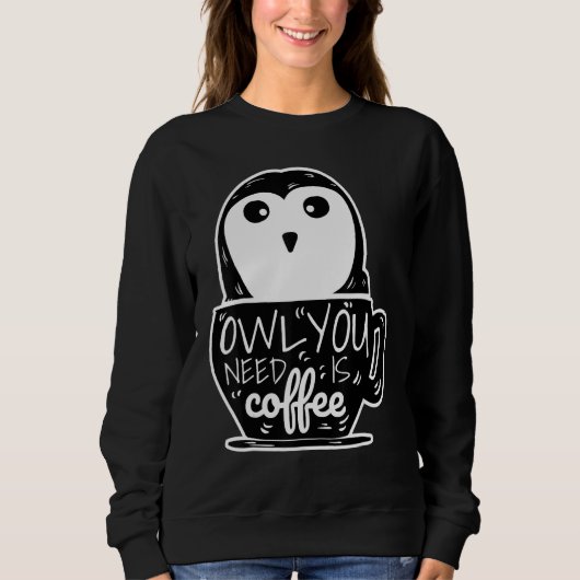 Funny Owl heeft koffie nodig maandag Trui (Voorkant)