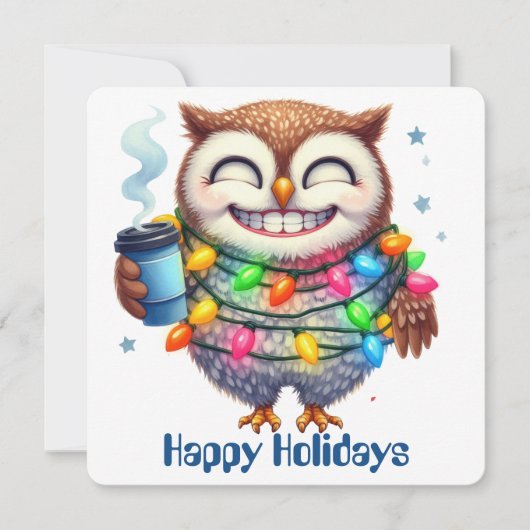 Funny Owl Holiday Greeting Kaart (Voorkant)