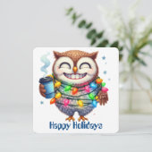 Funny Owl Holiday Greeting Kaart (Staand voorkant)