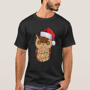 Funny Owl kerstlampjes Santa Hat Xmas Owl Love T-shirt