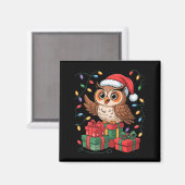 Funny Owl Santa Hat Animals Lovers Ugly Christmas  Magneet (Voorkant / Achterkant)