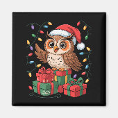 Funny Owl Santa Hat Animals Lovers Ugly Christmas  Magneet (Voorkant)