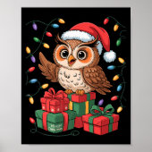 Funny Owl Santa Hat Animals Lovers Ugly Christmas  Poster (Voorkant)