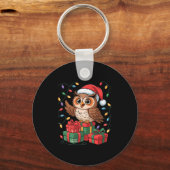 Funny Owl Santa Hat Animals Lovers Ugly Christmas  Sleutelhanger (Voorkant)