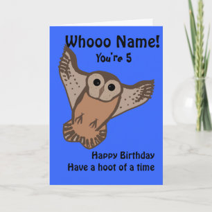 Funny Owl verjaardagskaarten, kind met naam en lee Kaart