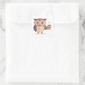 Funny Owl With Monday Mood Coffee Sticker (Tas)