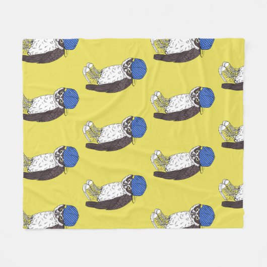 Funny owl with sneakers in a yellow background fleece deken (Voorkant (Horizontaal))