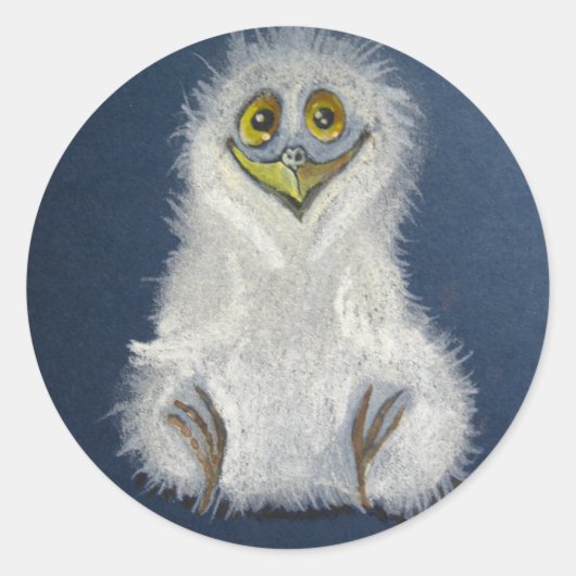 Funny owlet - baby vogel ronde sticker (Voorkant)