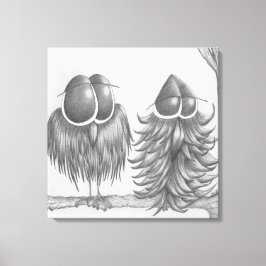 Funny Owls Canvas Afdruk