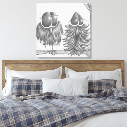 Funny Owls Canvas Afdruk (Insitu (Slaapkamer))