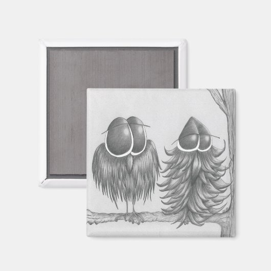 Funny Owls Magneet (Voorkant / Achterkant)