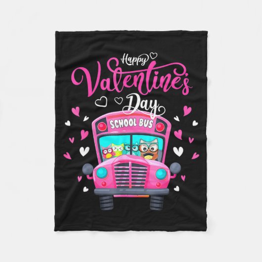 Funny Owls School Bus Driver Happy Valentines Day Fleece Deken (Voorkant)