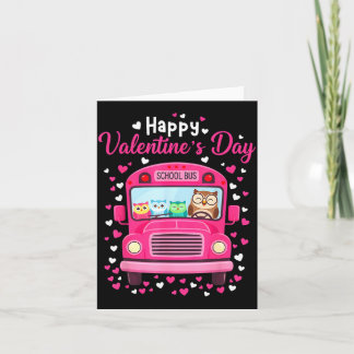 Funny owls school bus driver happy valentines day kaart