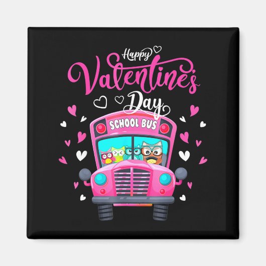 Funny Owls School Bus Driver Happy Valentines Day Magneet (Voorkant)
