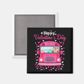 Funny owls school bus driver happy valentines day magneet (Voorkant / Achterkant)