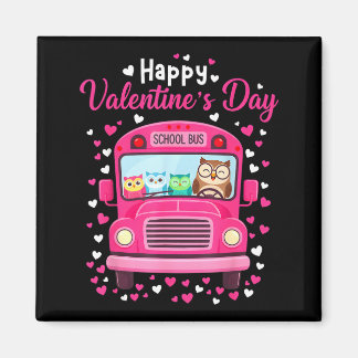 Funny owls school bus driver happy valentines day magneet