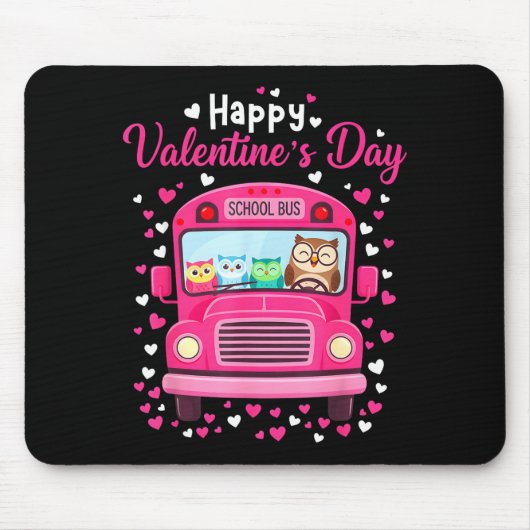 Funny Owls School Bus Driver Happy Valentines Day  Muismat (Voorkant)