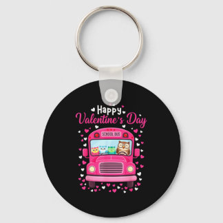 Funny owls school bus driver happy valentines day sleutelhanger