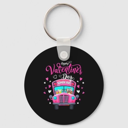 Funny Owls School Bus Driver Happy Valentines Day Sleutelhanger (Voorkant)