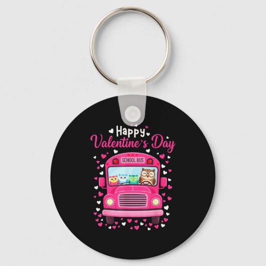 Funny Owls School Bus Driver Happy Valentines Day  Sleutelhanger (Voorkant)
