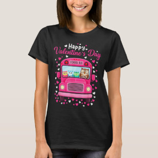 Funny owls school bus driver happy valentines day t-shirt