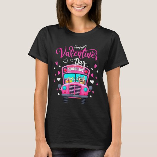 Funny Owls School Bus Driver Happy Valentines Day T-shirt (Voorkant)