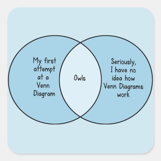 Funny Owls Venn Diagram Vierkante Sticker (Voorkant)