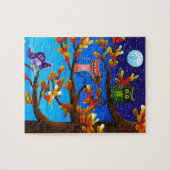 Funny Owls Whimsical Forest Art Creationarts Legpuzzel (Horizontaal)