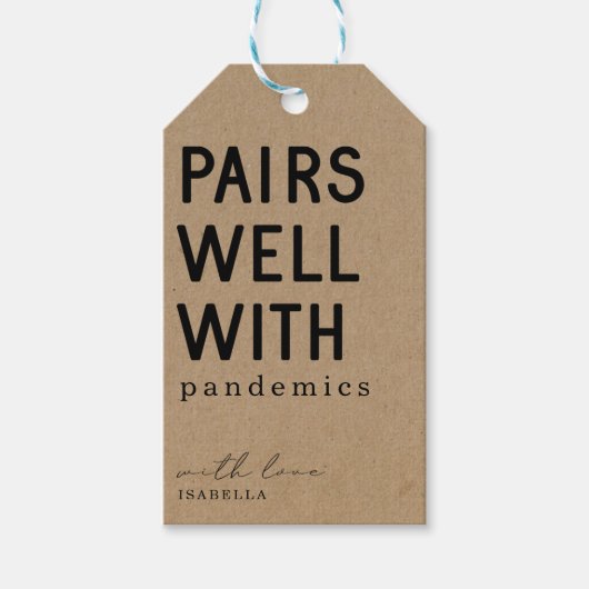 Funny Paar goed met Pandemics Wine Gift Labels Cadeaulabel (Voorkant)