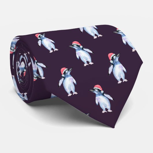 Funny Paars Penguin Stropdas voor Dierenvrienden (Opgerold)