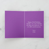 Funny Paars Personalized Brother 50th Birthday Kaart (Binnen)