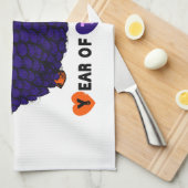 Funny Paars Ram Chinees Jaar Zodiac Kitchen Towel Theedoek (Quarter Fold)