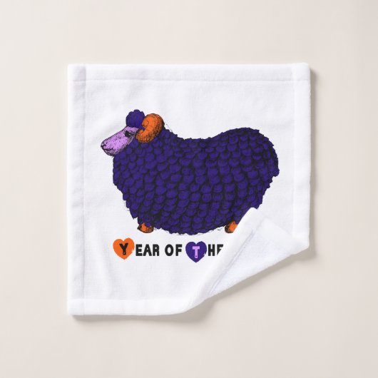 Funny Paars Ram Chinese Year Zodiac Towel Set Bad Handdoek (Wasdoekje)
