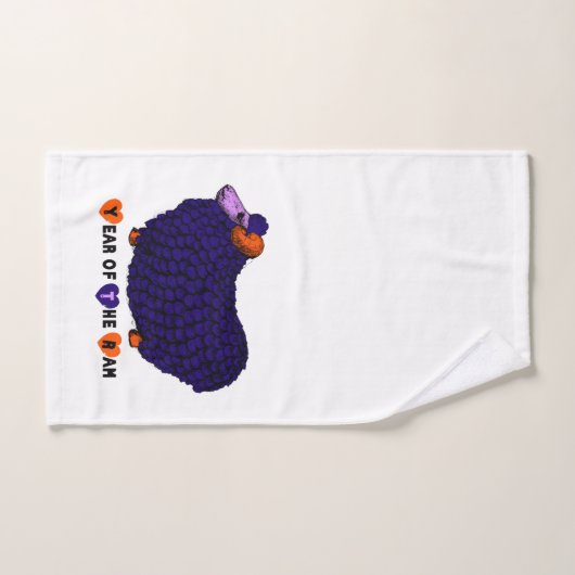 Funny Paars Ram Chinese Year Zodiac Towel Set Bad Handdoek (Handdoek)