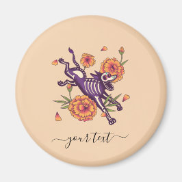 Funny Paars Skeleton Dog de dag van het dode tekst Magneet