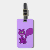 Funny Paars Squirrel Cartoon Bagagelabel (Voorkant verticaal)