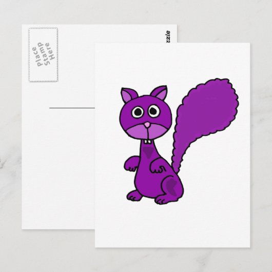 Funny Paars Squirrel Cartoon Briefkaart (Voorkant / Achterkant)
