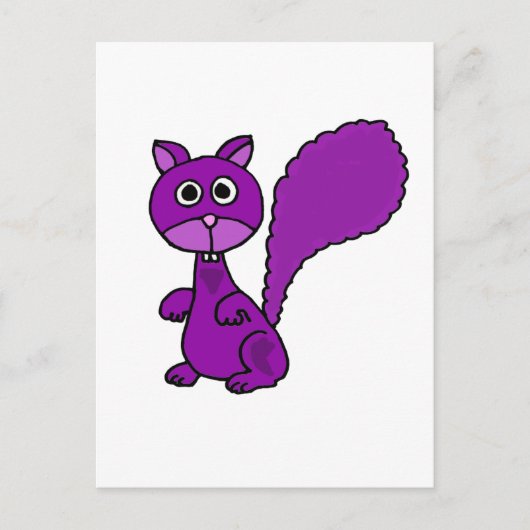 Funny Paars Squirrel Cartoon Briefkaart (Voorkant)