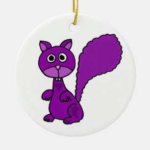 Funny Paars Squirrel Cartoon Keramisch Ornament