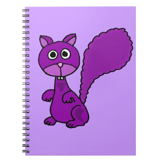 Funny Paars Squirrel Cartoon Notitieboek (Voorkant)