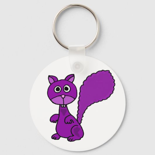 Funny Paars Squirrel Cartoon Sleutelhanger (Voorkant)