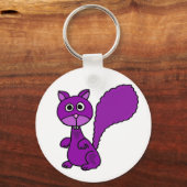 Funny Paars Squirrel Cartoon Sleutelhanger (Voorkant)