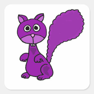 Funny Paars Squirrel Cartoon Vierkante Sticker