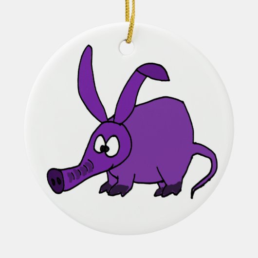 Funny Paarse Aardvark Keramisch Ornament (Voorkant)
