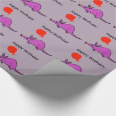 Funny Paarse Aardvark met Oranje ballon Cadeaupapier (Hoek)