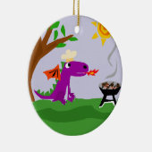 Funny Paarse Dragon Grill Master Keramisch Ornament (Rechts)