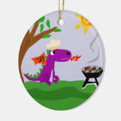 Funny Paarse Dragon Grill Master Keramisch Ornament (Links)