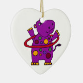 Funny Paarse Hippo Play Hula Hoop Keramisch Ornament (Rechts)